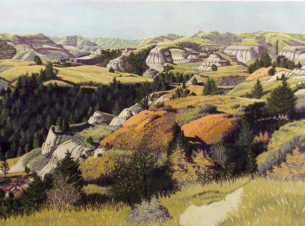 Cattle Country by Gordon Mortensen - Limited Edition Landscape Reduction Woodblock Print