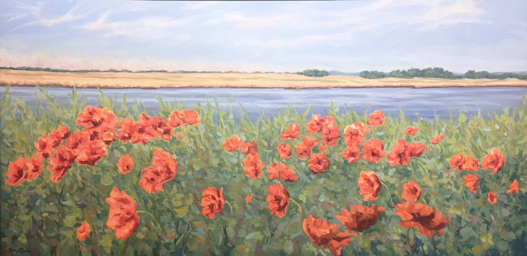 BEACHFRONT POPPIES by Cheryl Davis - Landscape Painting