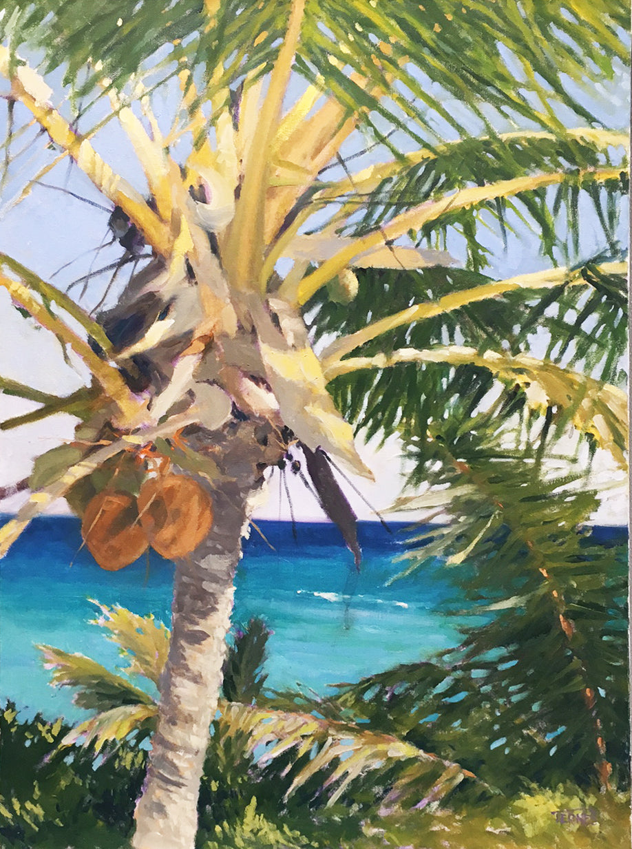 Swaying Palm By William Ternes (1933 – 2014) - Caribbean Scenary Painting