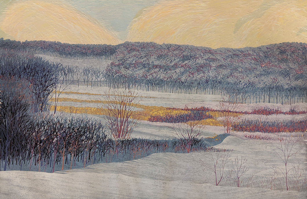 December '81 - Woodcut Print by Gordon Mortensen