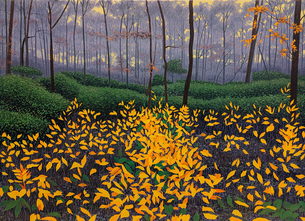 Late Autumn - Woodcut on Paper by Gordon Mortensen