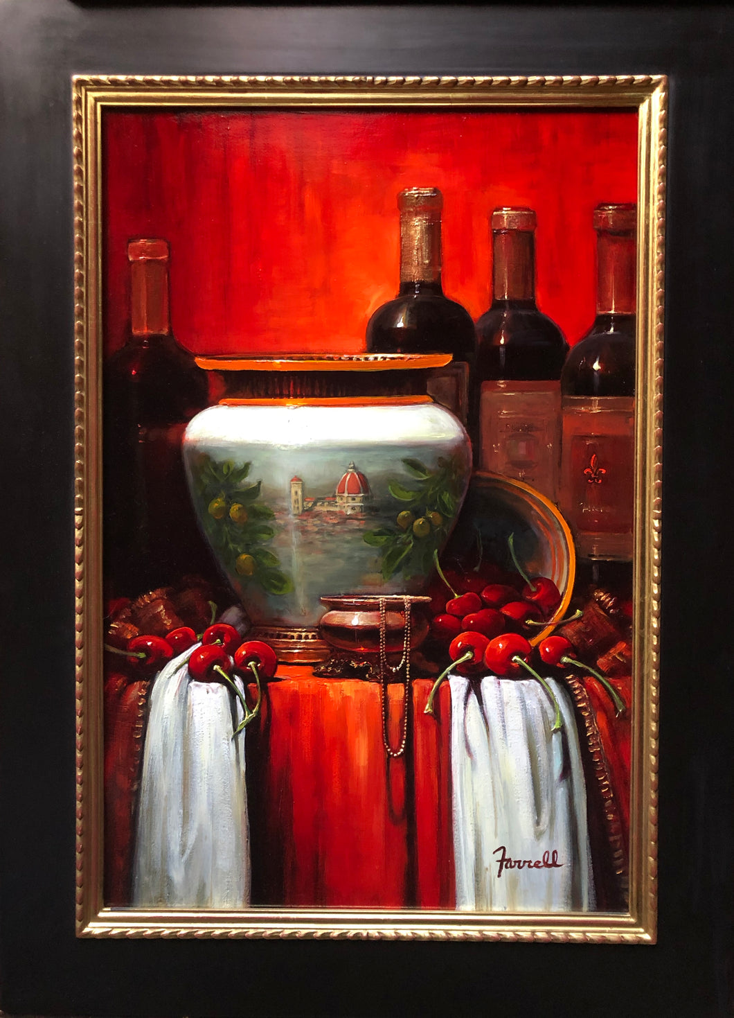 A Bottle of RED (Florence Italy) original painting by Sean Farrell