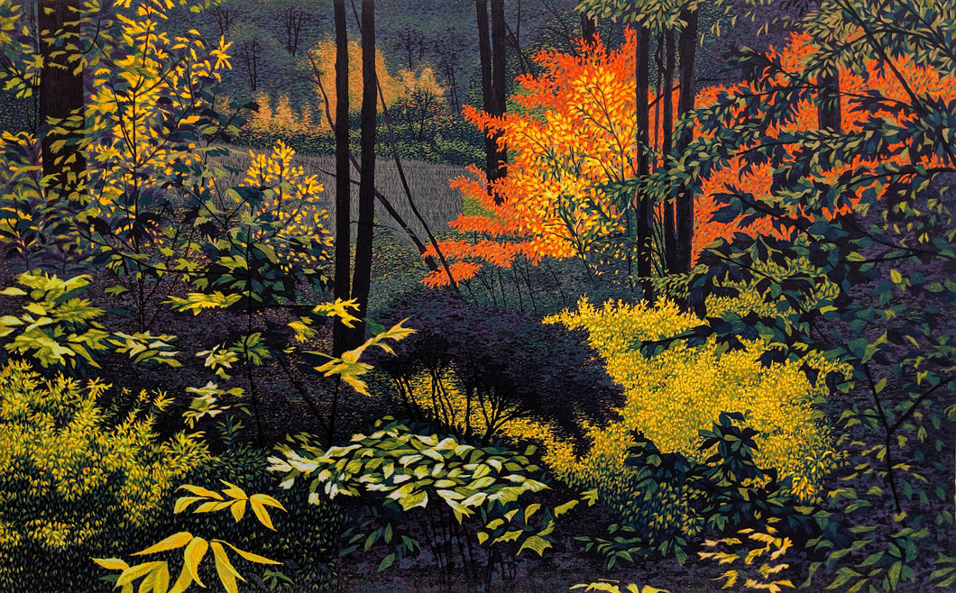 Natick Audubon - Reduction Woodcut Print by Gordon Mortensen