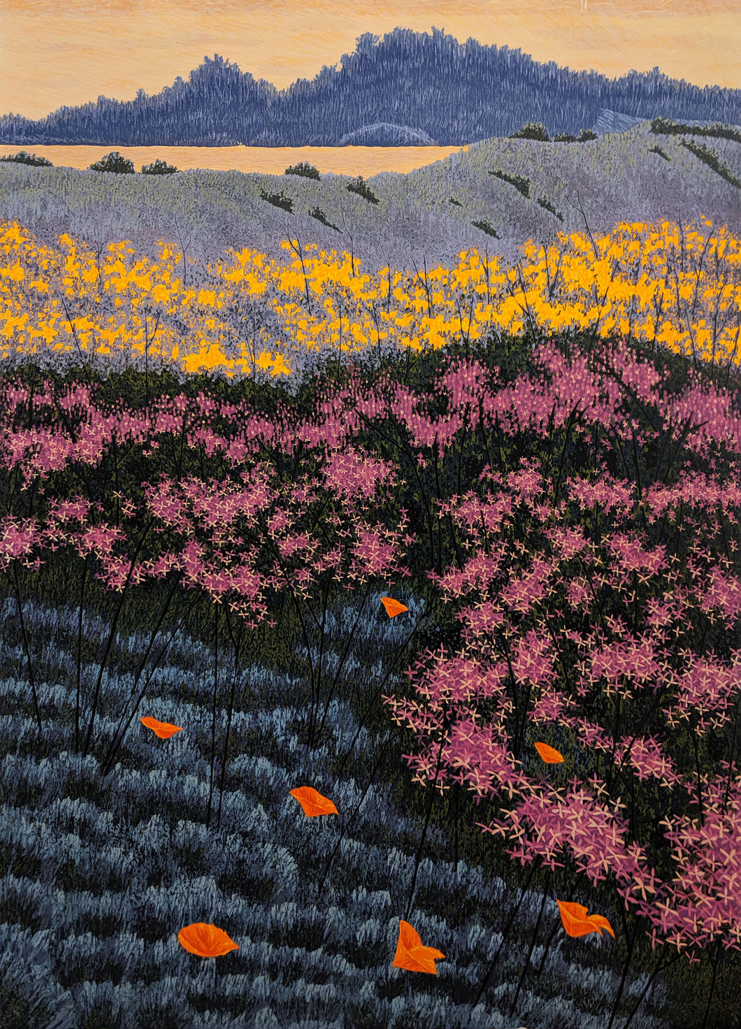 Pink Mustard - Limited Woodcut Print by artist Gordon Mortensen