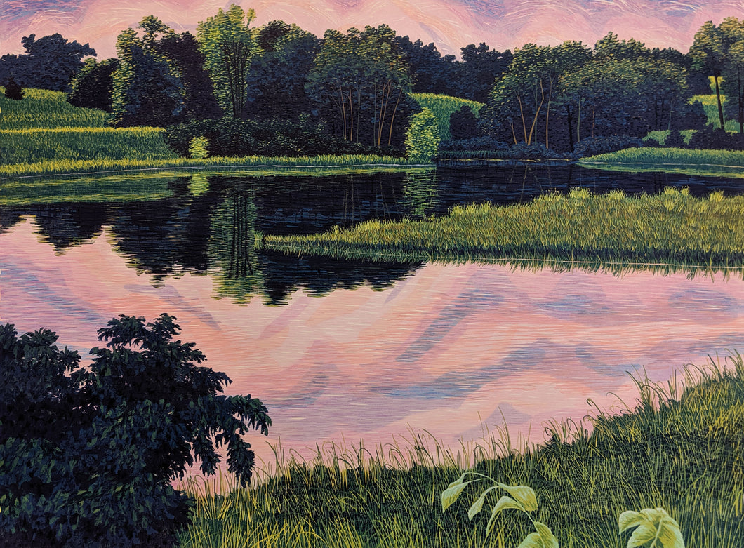 Summer Sunset - Reduction Woodcut Print on Paper by Gordon Mortensen