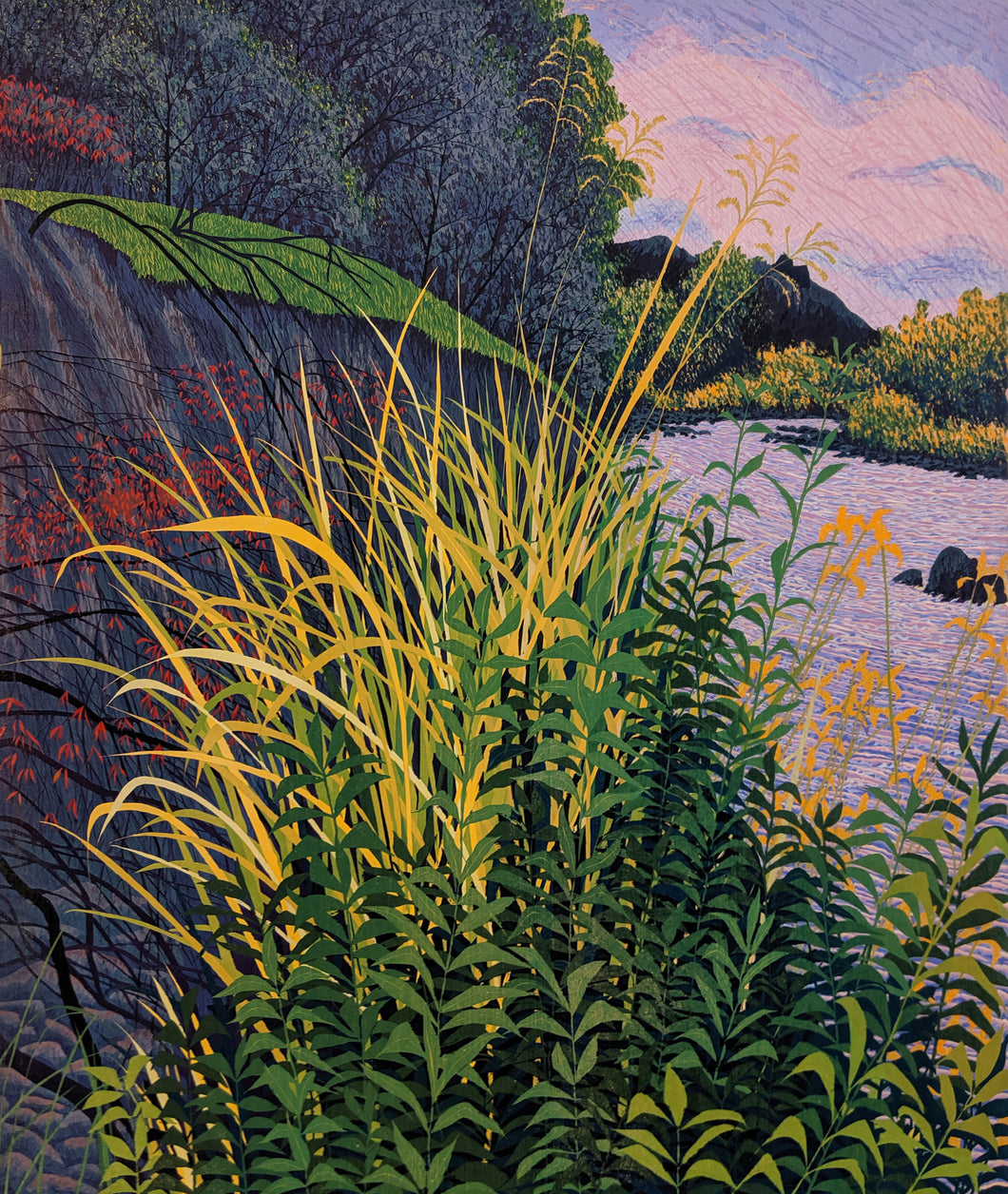 Tonto Creek - Reduction Woodcut Print on Paper by Gordon Mortensen