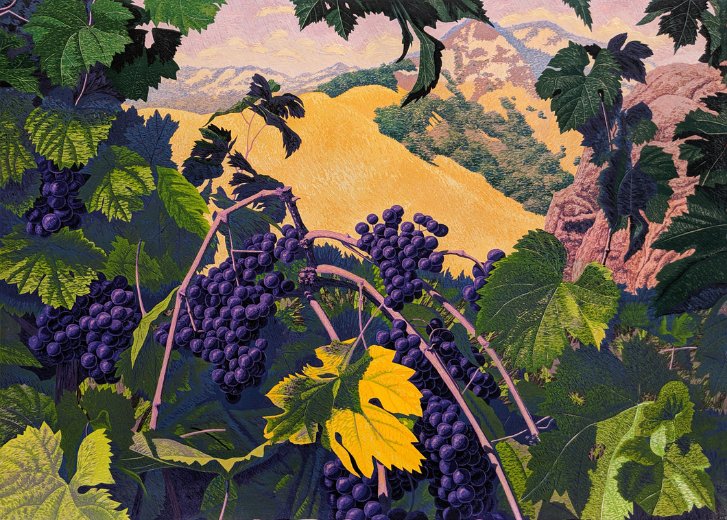 Vineyard - Woodcut on Paper by Gordon Mortensen