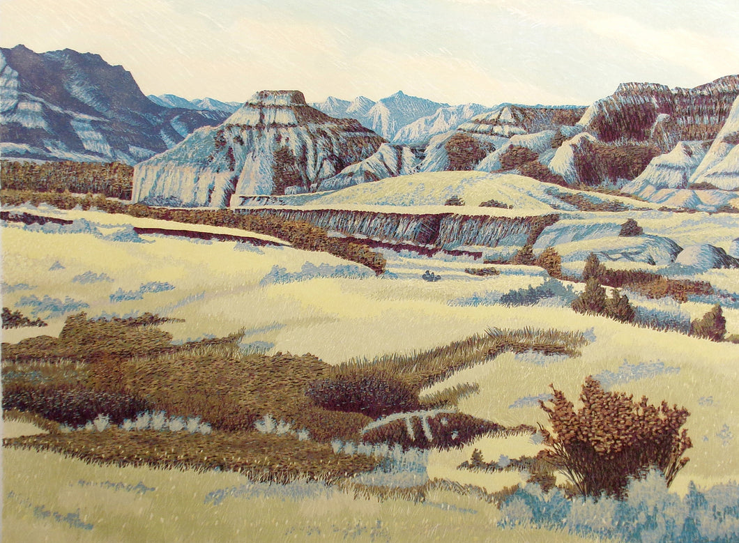 Battleship Butte by Gordon Mortensen - Limited Edition Landscape Reduction Woodblock Print