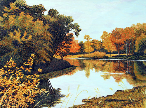 October on the Crow - by Gordon Mortensen - Limited Edition Landscape Reduction Woodblock Print