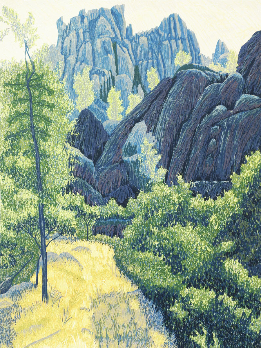 Pinnacles by Gordon Mortensen - Limited Edition Landscape Reduction Woodblock Print