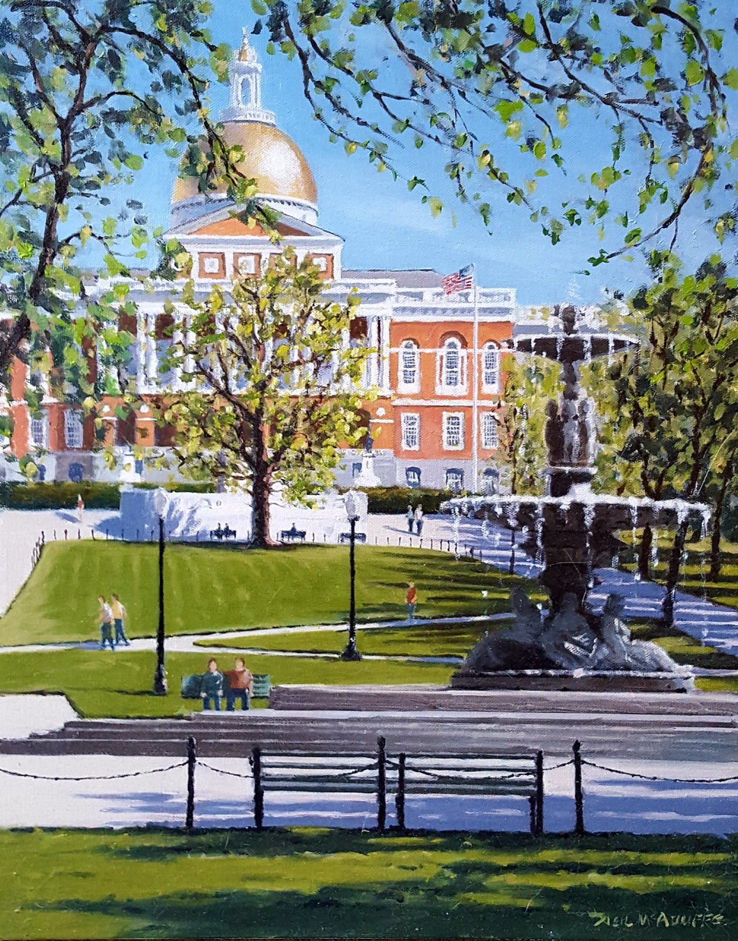 Massachusetts State House oil on canvas by Neil McAuliffe