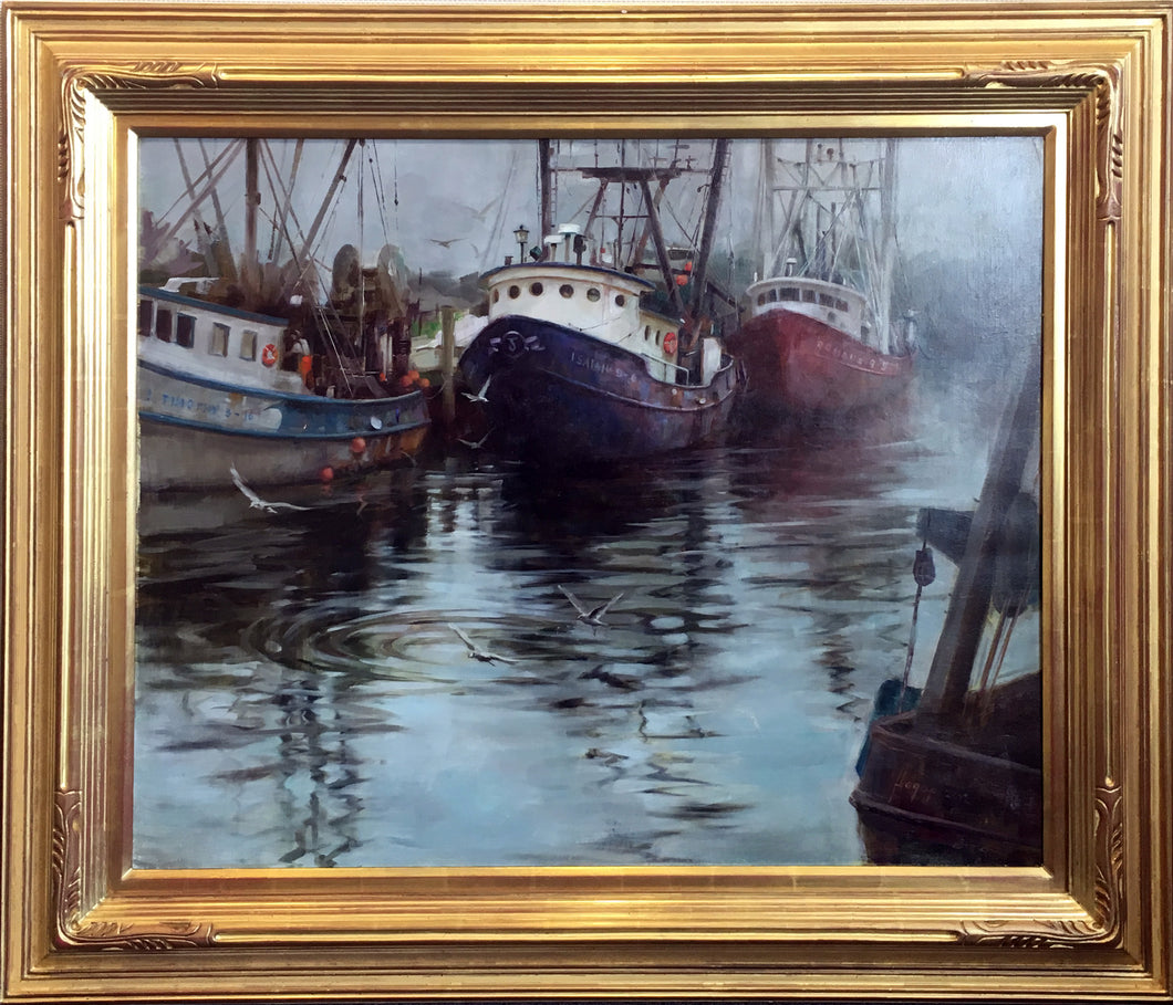 Harbor Reflection  by Hagop Keledjian - Realistic Marine Painting