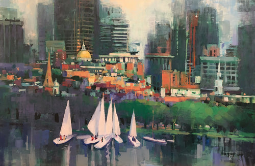 STATE HOUSE by Hagop Keledjian - Abstract Painting of Boston