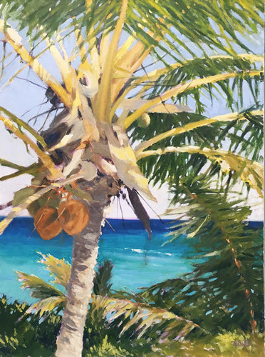 Swaying Palm By William Ternes (1933 – 2014) - Caribbean Scenary Painting