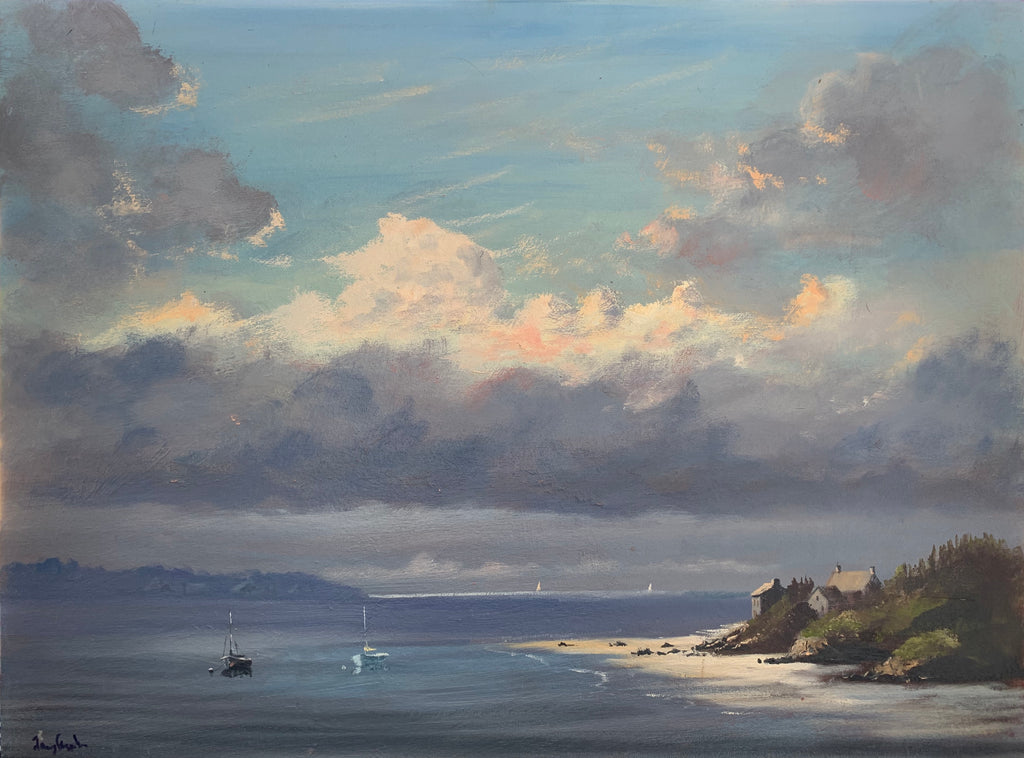 Ile Aue Haute Coast Oil on Board by artist Jeremy Rugge Price