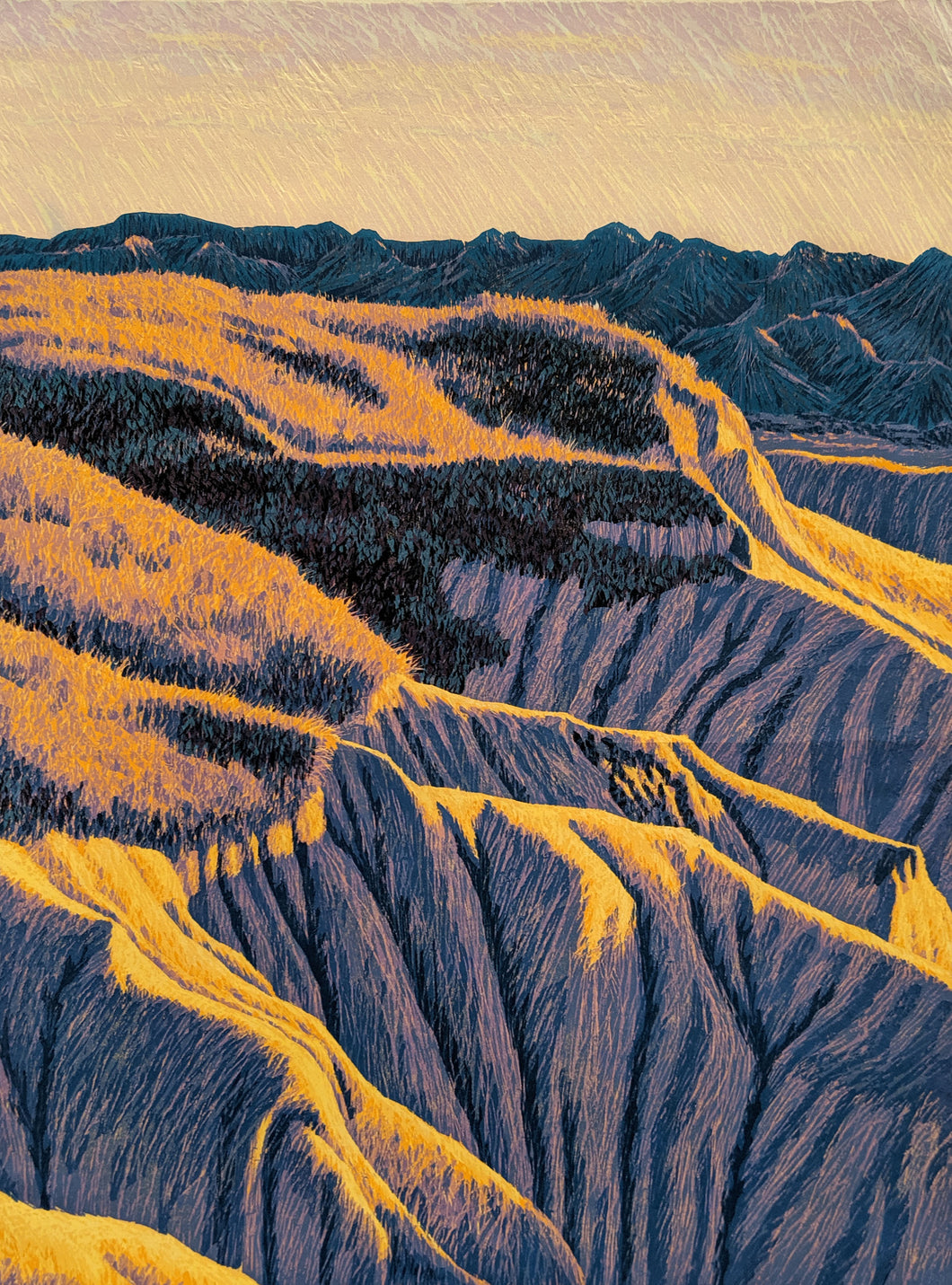 S. Dakota Hills - Limited Reduction Woodcut Print by Gordon Mortensen