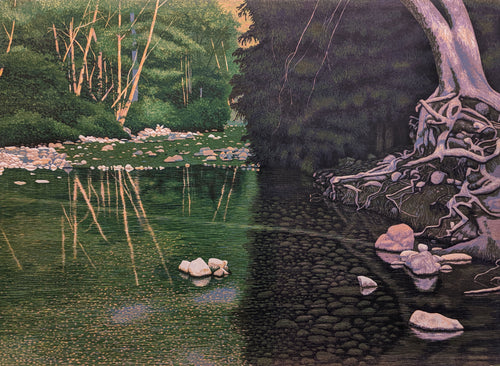 Coastal River - Woodblock Reduction Print by Gordon Mortensen