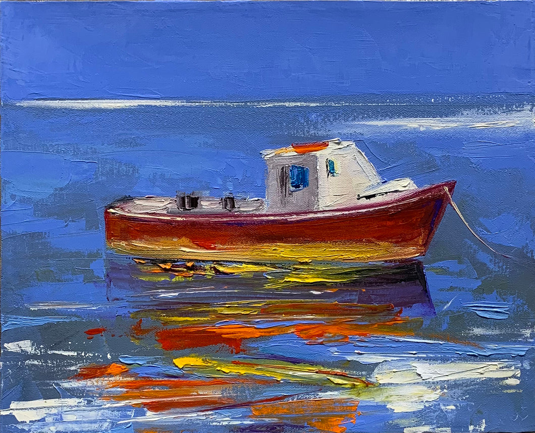 Red Boat  - Modern Abstract by Janis Sanders